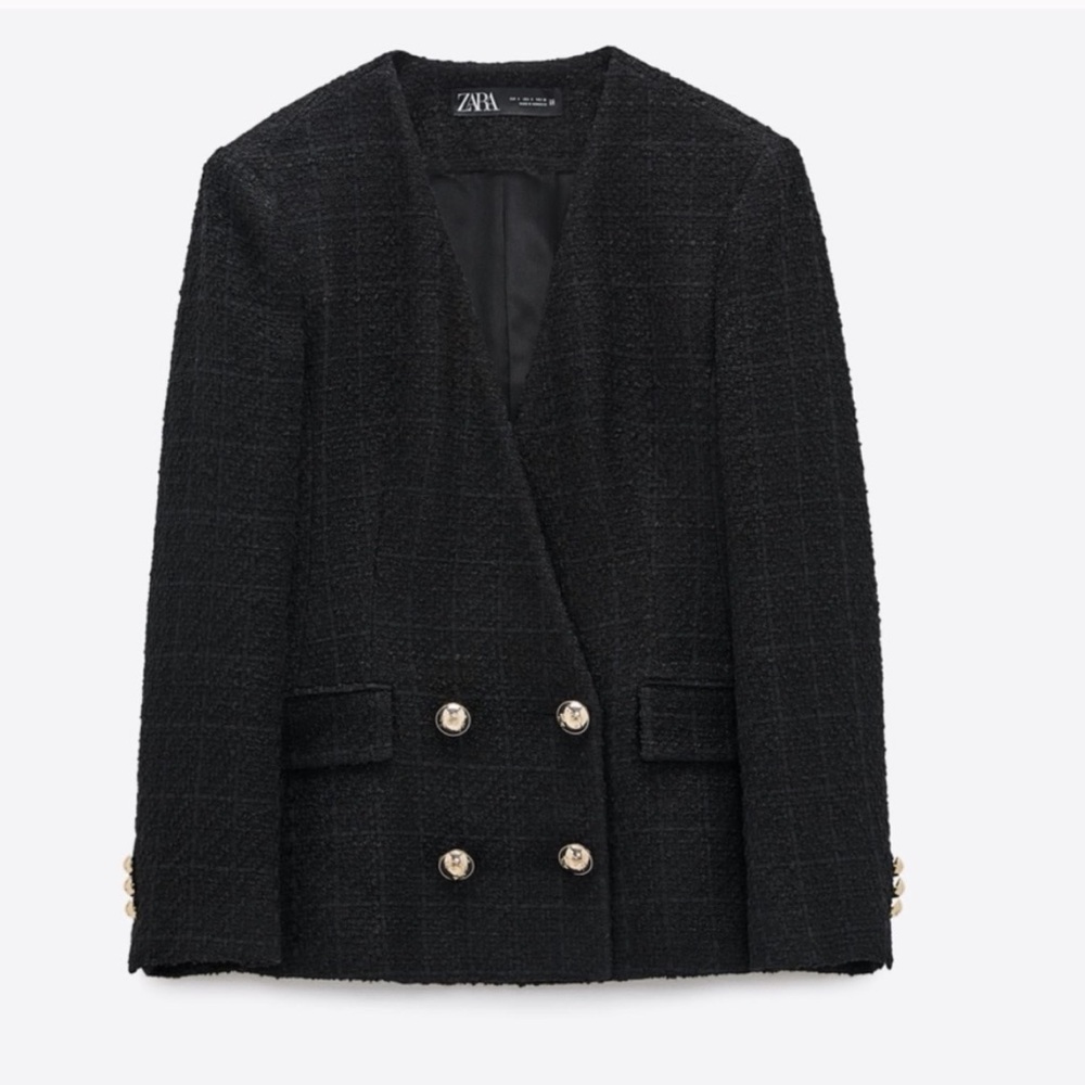Like New - Zara Tweed Blazer with Gold Buttons (S)